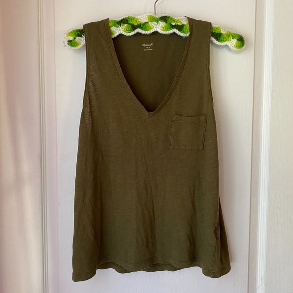 Madewell | V neck Tank Top Olive Green Small - Picture 3 of 6